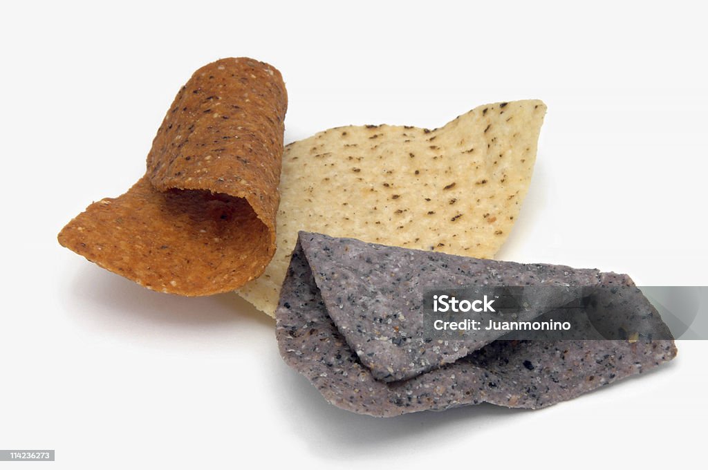 Tortilha chips de três cores - Foto de stock de Imagem a cores royalty-free