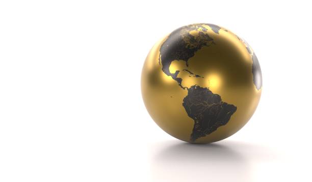 istock Gold and Black Globe on a White Background 1142364135