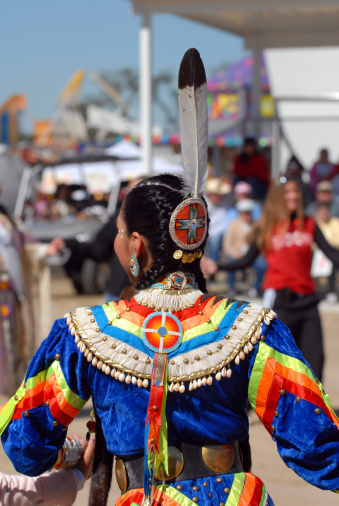 Pow Wow, 2nd Annual Two Spirit Powwow, by 2-Spirited People of the 1st Nations. Youth and women traditional dance in colourful dress: Toronto, Ontario, Canada - May 27, 2023.