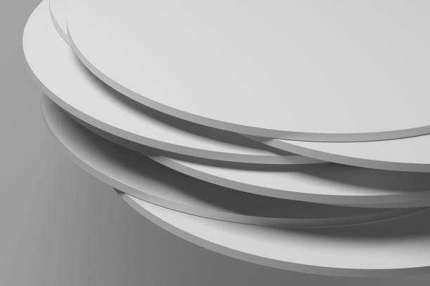 istock Pile of random shifted discs, 3 d render 1142365611