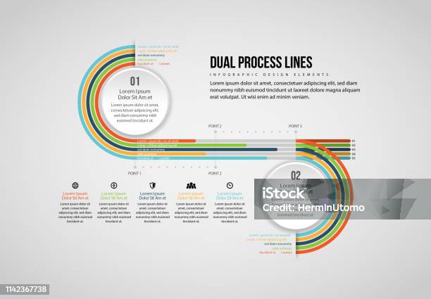 Dual Process Lines Infographic Stock Illustration - Download Image Now ...