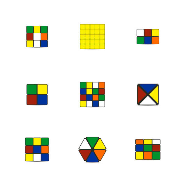 illustrazioni stock, clip art, cartoni animati e icone di tendenza di cubi di gioco di forme diverse, illustrazione vettoriale. - puzzle cube