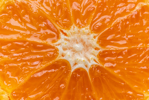 close up or macro photo of organic orange, healthy food