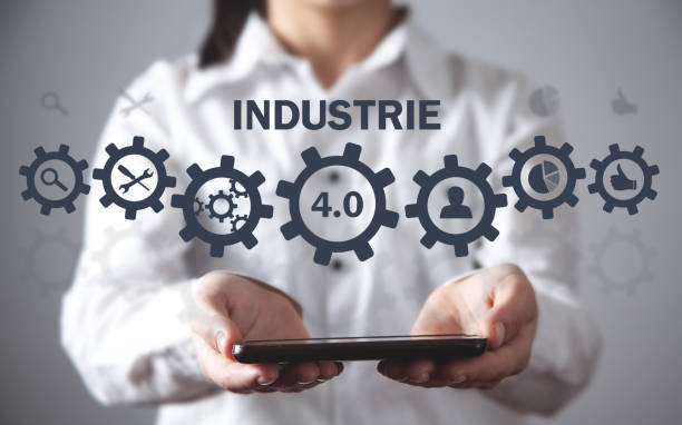 manufacturing evolutions. industrie 4.0 concept - industrie imagens e fotografias de stock