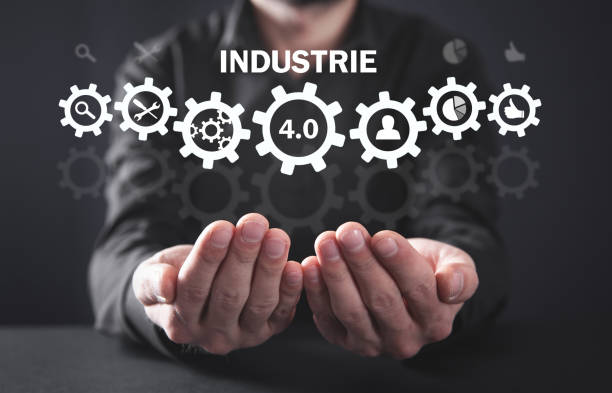 manufacturing evolutions. industrie 4.0 concept - industrie imagens e fotografias de stock