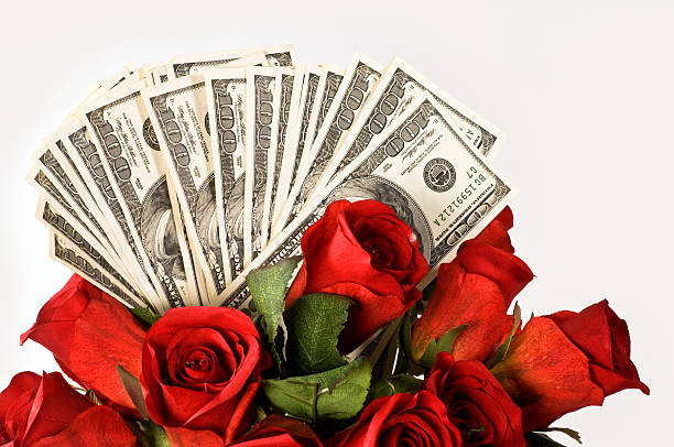 Bucks N Roses Stock Photo - Download Image Now - Currency, Valentine's Day - Holiday, Rose - Flower - iStock