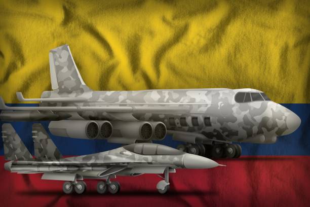 istock Colombia air forces concept on the state flag background. 3d Illustration 1142385011
