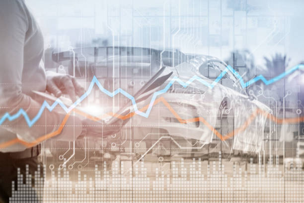 istock Business Financial Trading Investment concept graph virtual screen double exposure. 1142385094