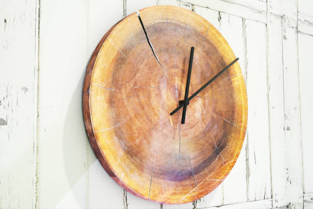istock Designer round wooden clock 1142386919