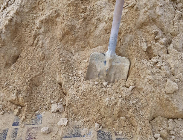 istock Shovel in the sand. Construction work concept 1142388959