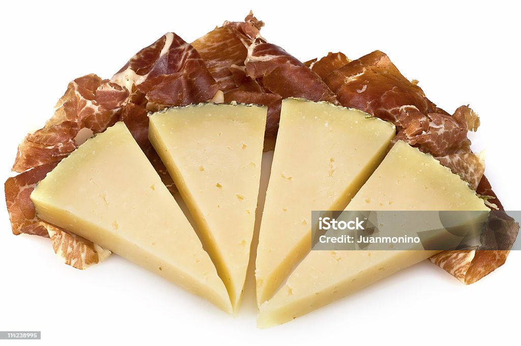燻製ハムとチーズのタパスマンチェゴ - チーズのロイヤリティフリーストックフォト