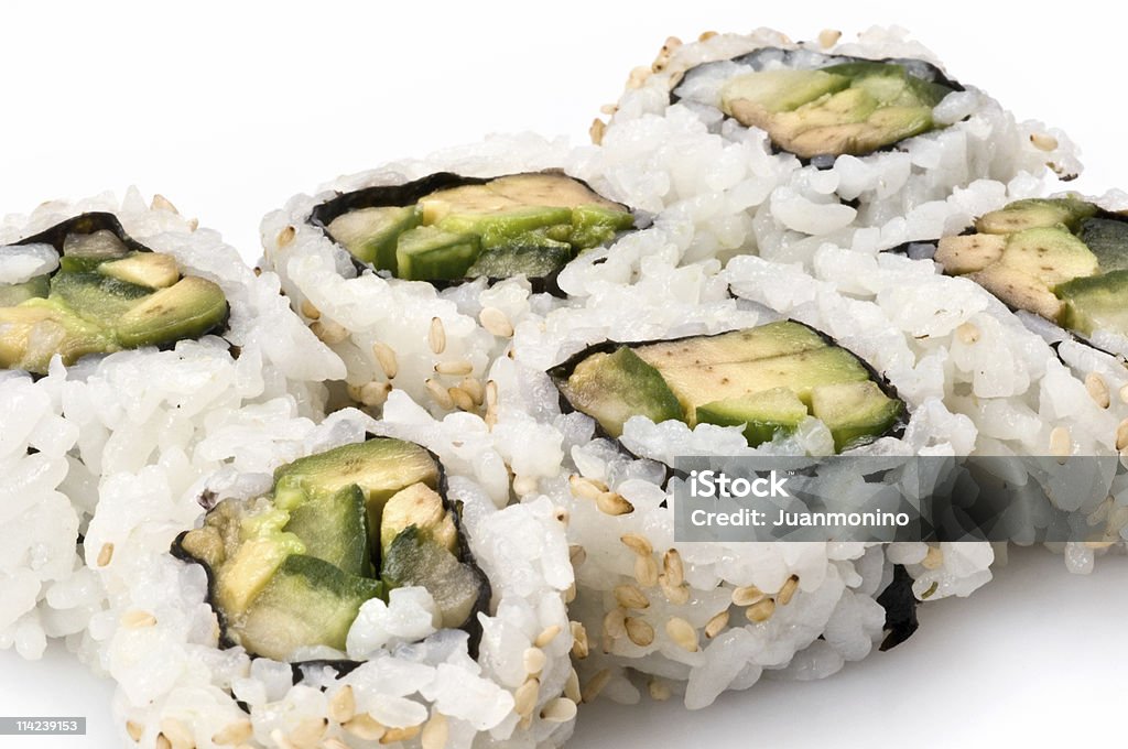 Avocado and cucumber sushi roll  Avocado Stock Photo