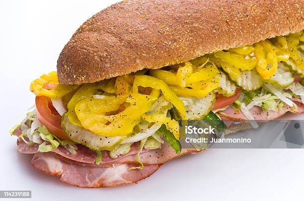 Italian Submarine Sandwich Stock Photo - Download Image Now - Appetizer, Baloney, Brown Bread