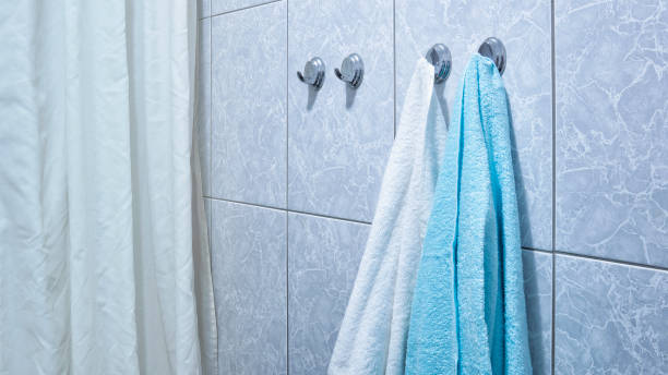 istock Fresh towels hanging on the hook 1142394054