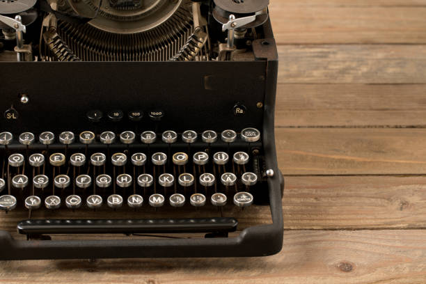 istock Top view of retro style typewriter in studio 1142396768