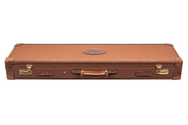 istock luxury brown leather case with gold-plated combination locks for arms isolated on white background 1142396863