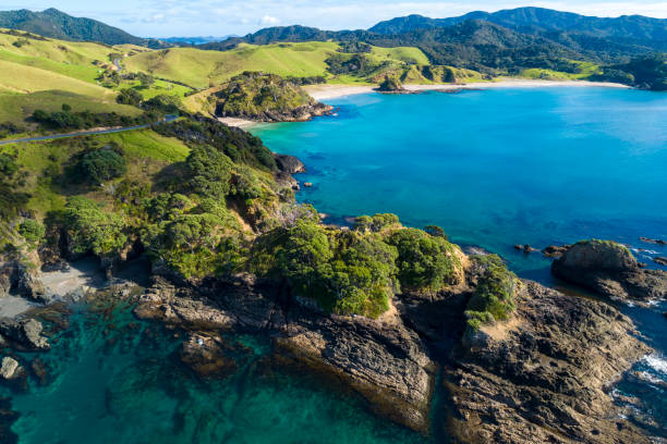 Bay of Islands Aerial View Bay of Islands Aerial View bay of islands new zealand stock pictures, royalty-free photos & images