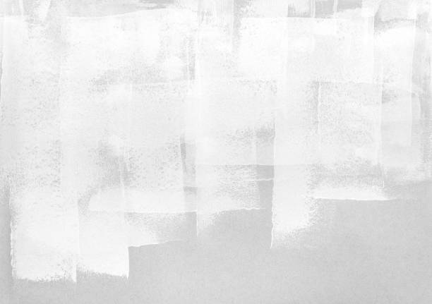 灰色のペーパーの白いペンキのローラーの打撃 - paintings painted image white abstract ストックフォトと画像