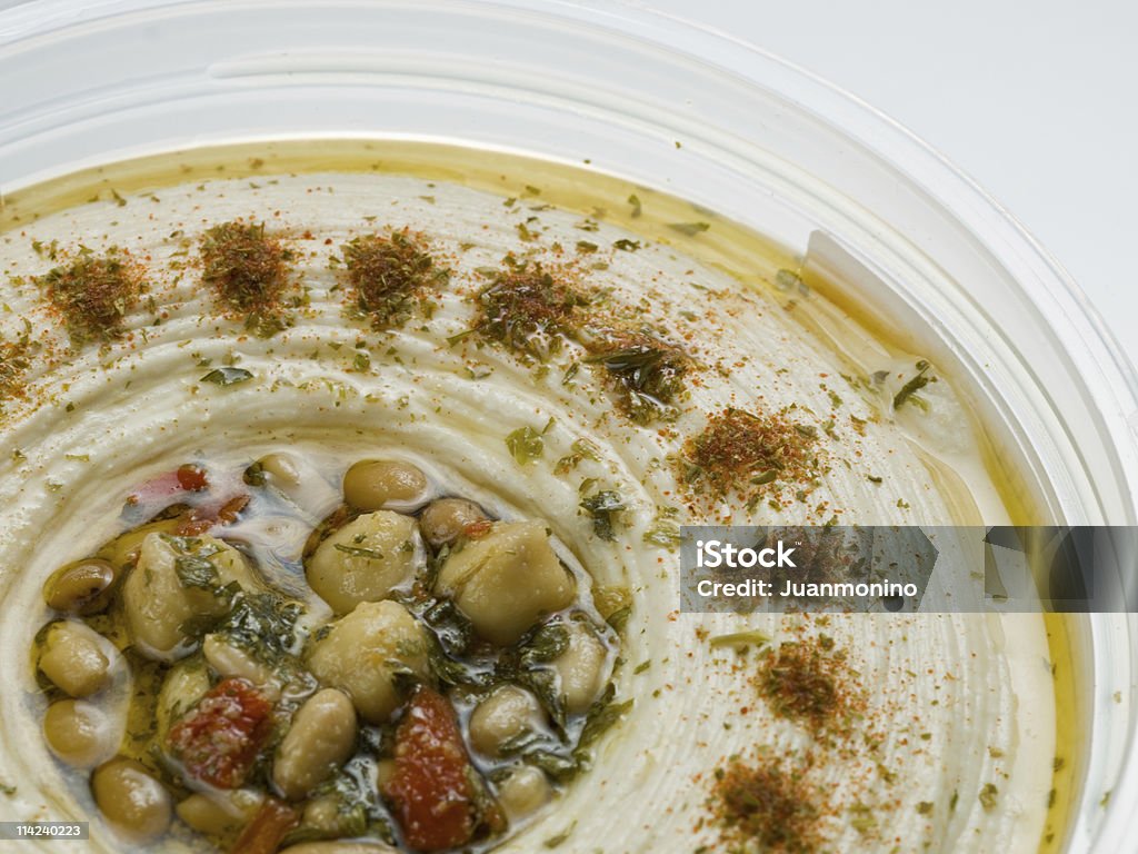 Hummus with Roasted Pine Nuts  Appetizer Stock Photo