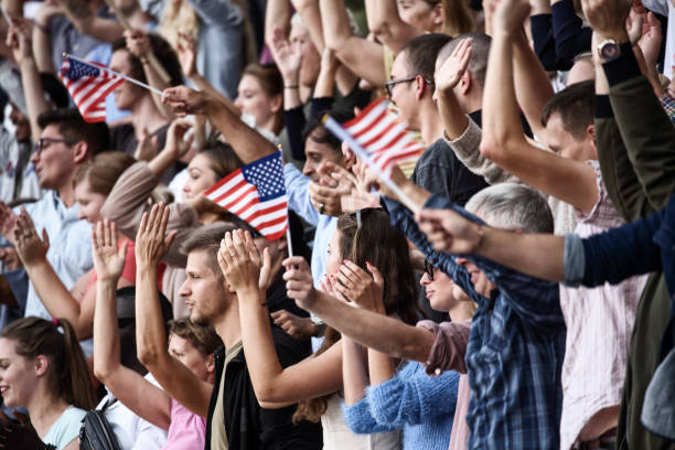 istock Spectators on a stadium with USA playing 1142402472