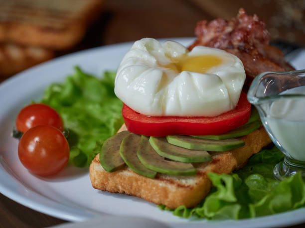 Egg poached with fresh vegetables.