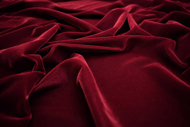 Dark Red Velvet Fabric Texture Background Stock Photo - Download Image Now  - Velour, Textured, Red - iStock