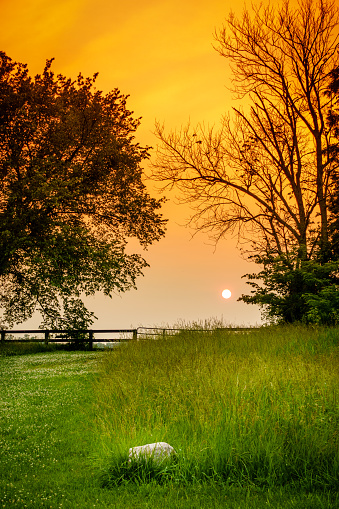 Scenic sunset in the Bluegrass region of Kentucky