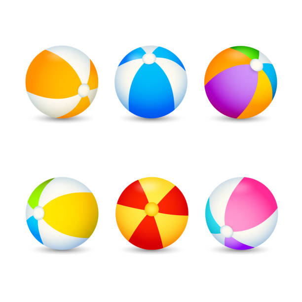 bunte beach-ball-set - wasserball stock-grafiken, -clipart, -cartoons und -symbole