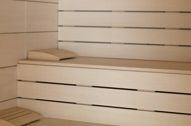 istock wooden shelves in the sauna 1142411238