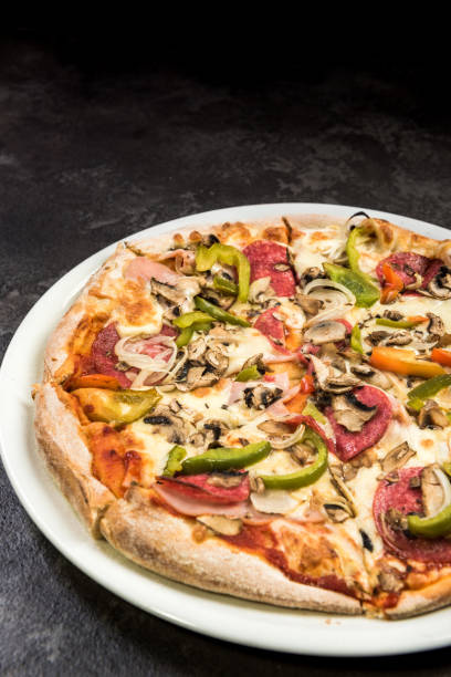 istock Fresh italian pizza, restaurant menu template 1142411683