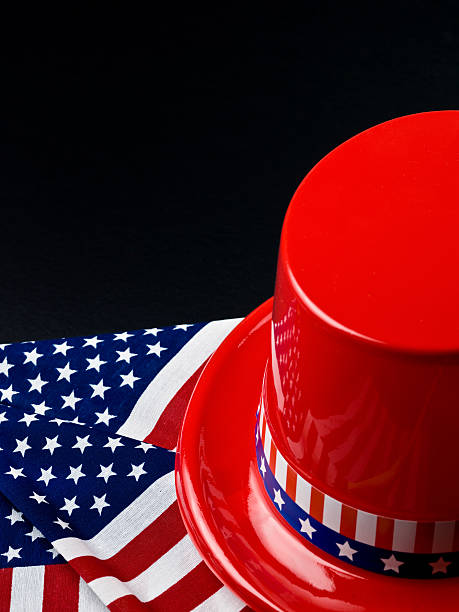 istock American Flag and Hat on black 114241392