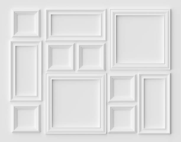 istock White picture or photo frames on the white wall with shadows 1142413944