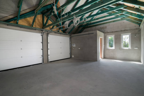 Unfinished two car garage interior