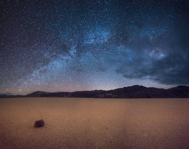 The Racetrack Playa in Death Valley National Park under stars Dawn, Dusk, Night - Dawn, National Park, California mojave desert stock pictures, royalty-free photos & images