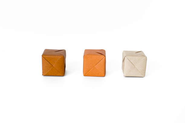 Brown color shades origami cubes stock photo