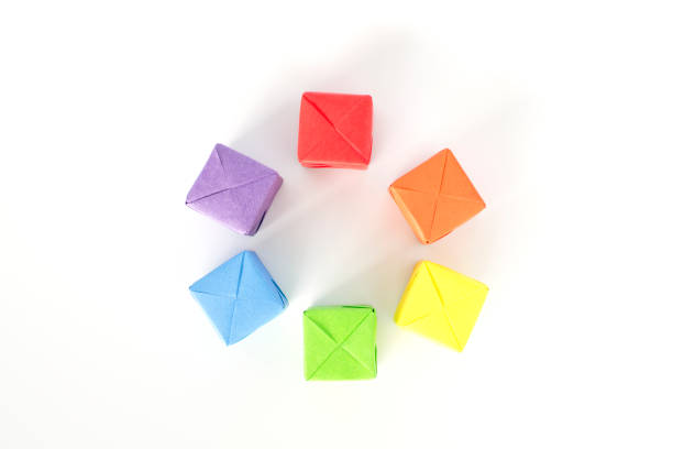 Colorful origami cubes stock photo