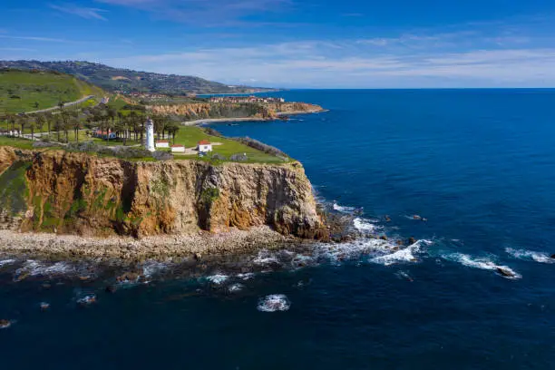 Photo of Beautiful Landscape of Point Vicente Lighthouse. Rancho Palos Verdes, California