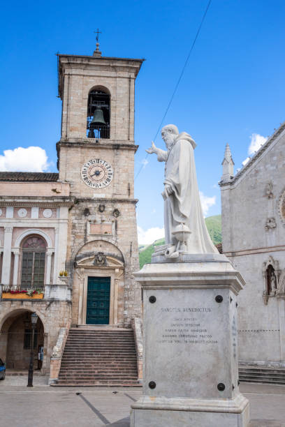 istock Saint Benedictus statue in Nursia Italy Marche 1142418382