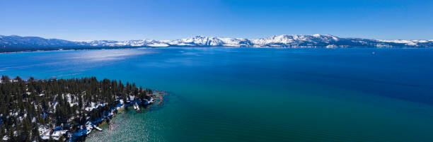 South Lake Tahoe, California, just after sunrise, with Mt Tallac in the background.
