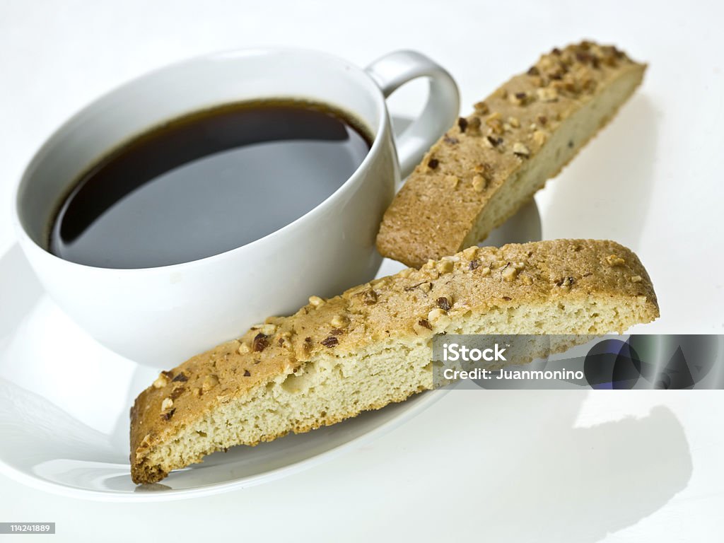 Y Café Biscotti - Foto de stock de Al horno libre de derechos