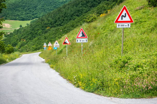 istock some street signs on a steep road 1142421471