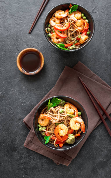 istock Stir fry with shrimps, soba 1142424208