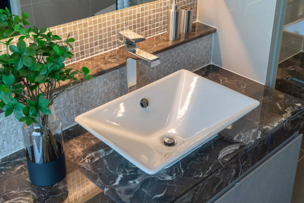 istock Bathroom interior in new luxury home 1142427141