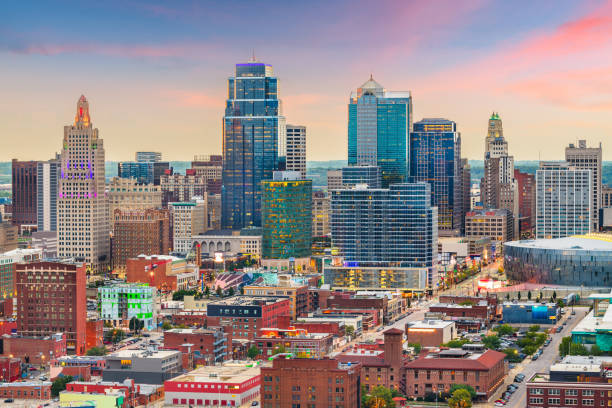 캔자스 시티, 미주리, 미국 시내 도시 풍경 - kansas city missouri city skyline built structure 뉴스 사진 이미지