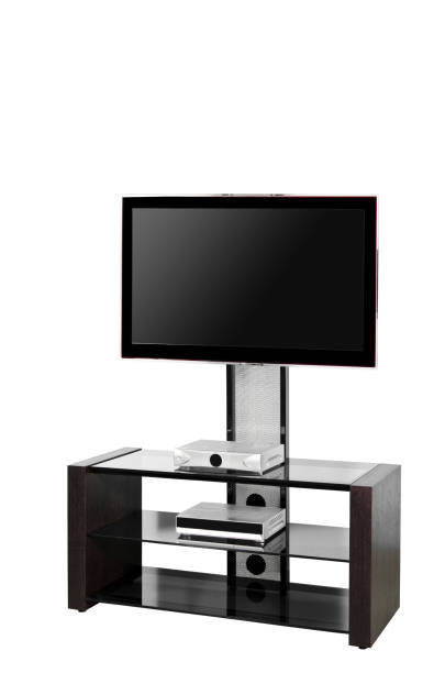 istock Plasma (LED) TV on a stand isolated on a white background. 1142430204