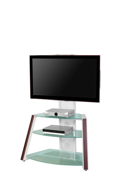 istock Plasma (LED) TV on a stand isolated on a white background. 1142430221