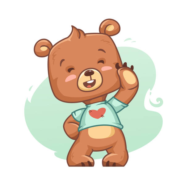 Cartoon Bear Cub Laughing vector art illustration