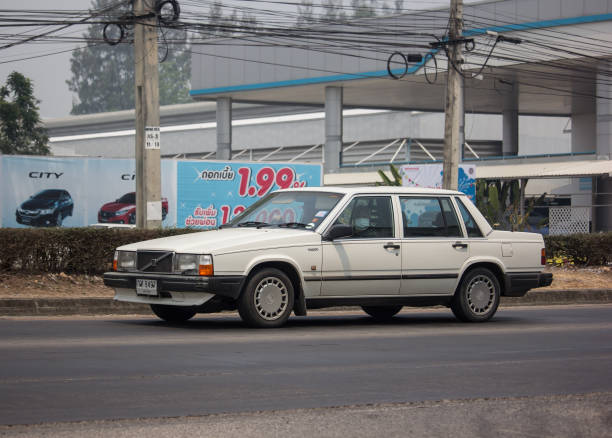 Private car, Volvo 740GL Chiangmai, Thailand - April 4 2019: Private car, Volvo  740GL. Photo at road no 121 about 8 km from downtown Chiangmai, thailand. volvo 740 stock pictures, royalty-free photos & images