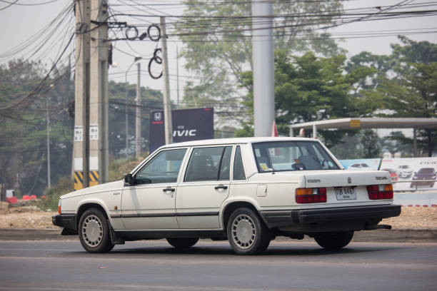 Private car, Volvo 740GL Chiangmai, Thailand - April 4 2019: Private car, Volvo  740GL. Photo at road no 121 about 8 km from downtown Chiangmai, thailand. volvo 740 stock pictures, royalty-free photos & images