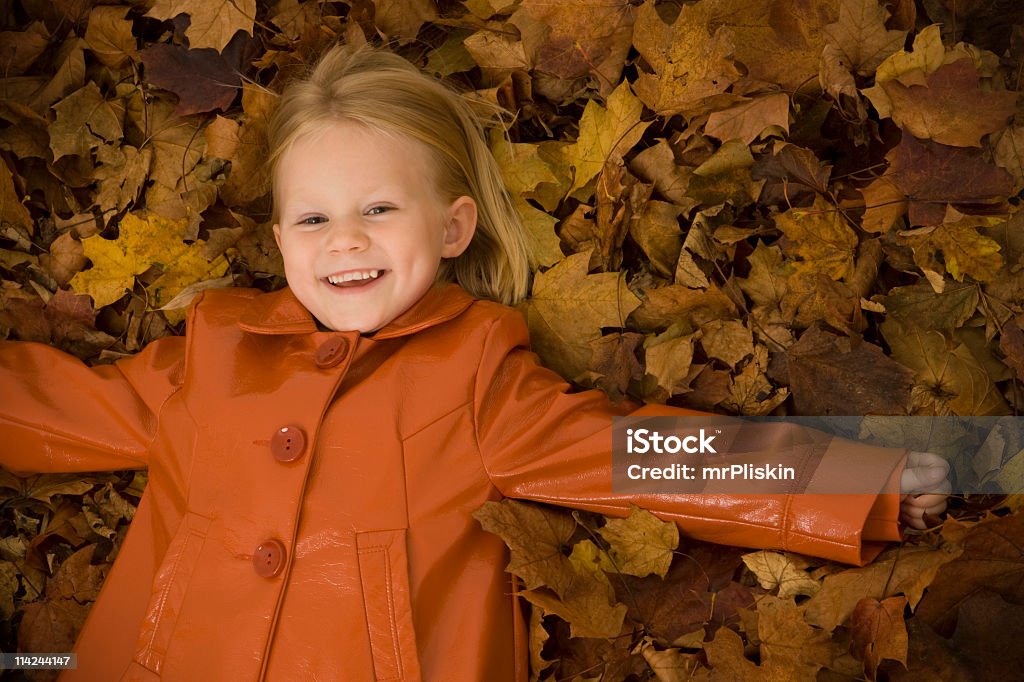 Dziecko Gra w jesieni pozostawia - Zbiór zdjęć royalty-free (Beztroski)